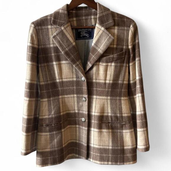 Vintage Burberrys of London 100% Cashmere Plaid Jacket Size 6- NWT - Picture 1 of 8